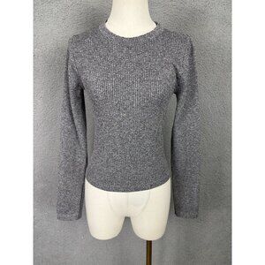 Hippie Rose Juniors' Ribbed Knit Long Sleeve Seamless Sweater Gray Medium NWT's